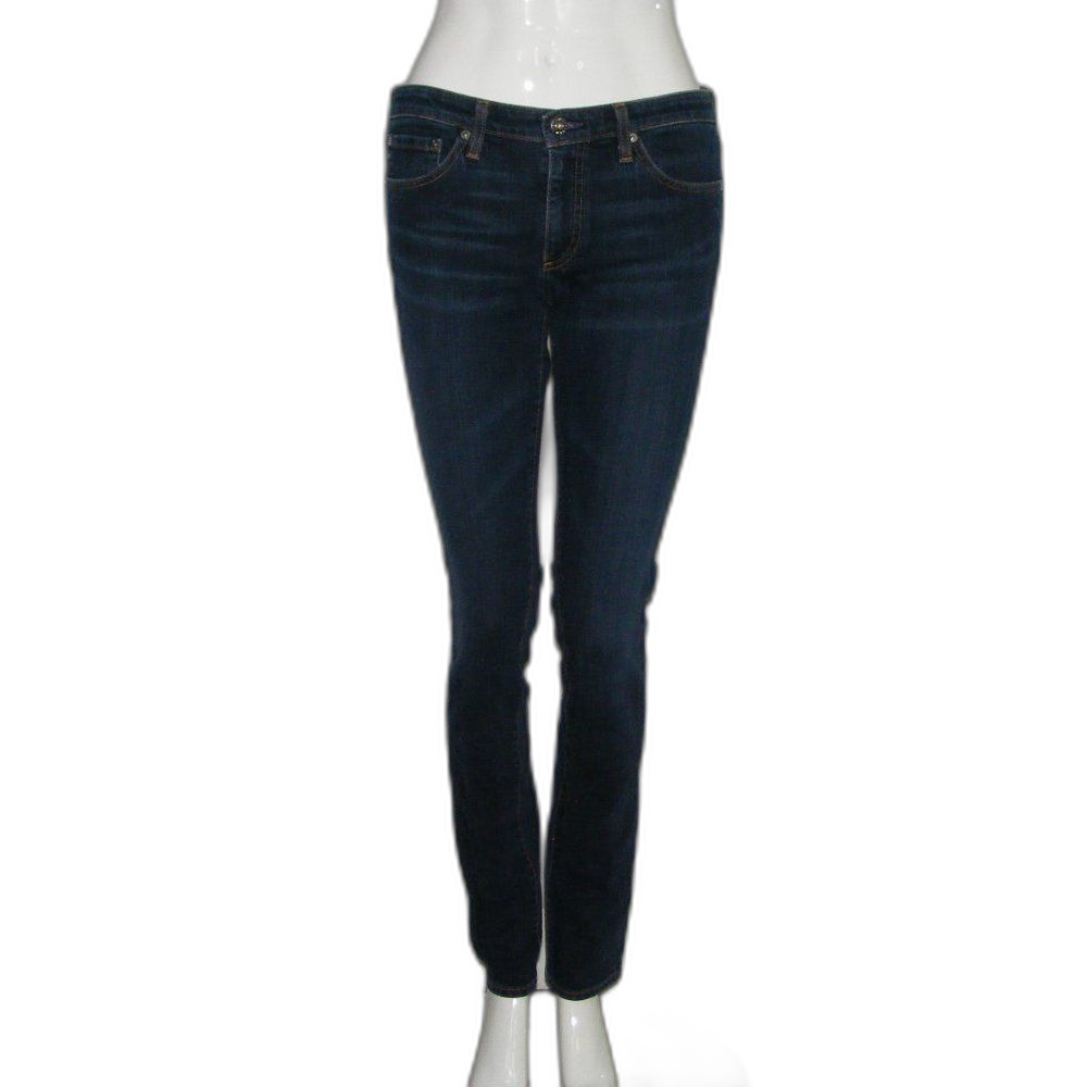 AG Jeans, 28, Premier, Dark Blue Wash, Mid/Low Rise Zipper fly, Skinny Straight